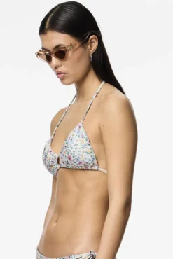 Top de bikini con estampado de flores