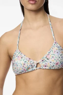 Top de bikini con estampado de flores