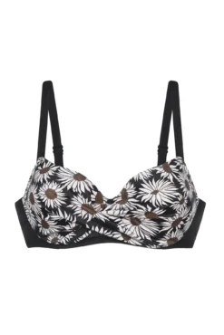 Top de bikini estampado negro
