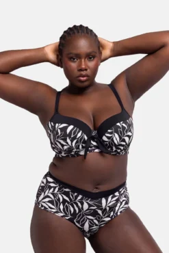 Top de bikini estampado negro