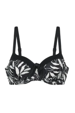 Top de bikini estampado negro