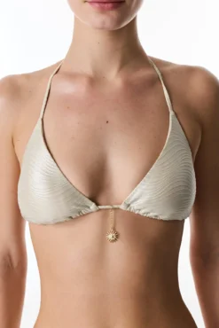 Top de bikini halter sin aros brillo