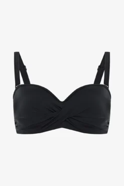 Top de bikini sin aro negro tirantes extraíbles