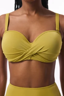 Top de bikini sin aro verde tirantes extraíbles