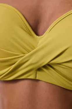Top de bikini sin aro verde tirantes extraíbles