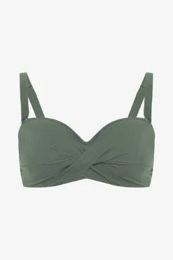 Top de bikini sin aro verde tirantes extraíbles