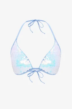 Top de bikini triangular azul