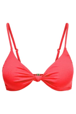 Top de bikini triangular nudo coral neón