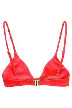 Top de bikini triangular nudo coral neón
