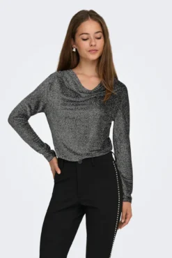Top de glitter drapeado