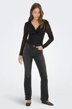Top de glitter manga larga