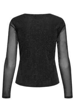 Top de glitter manga larga