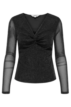 Top de glitter manga larga