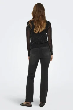 Top de glitter manga larga