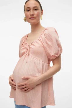 Top de manga corta abullonada maternity y lactancia