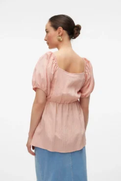 Top de manga corta abullonada maternity y lactancia
