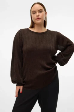 Top de manga larga con lúrex talla grande