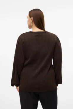 Top de manga larga con lúrex talla grande