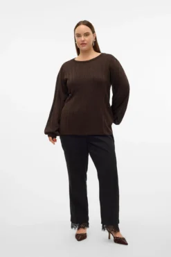 Top de manga larga con lúrex talla grande