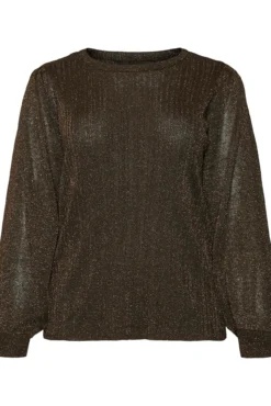 Top de manga larga con lúrex talla grande