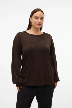 Top de manga larga con lúrex talla grande