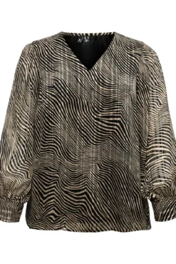 Top de manga larga y cuello pico talla grande