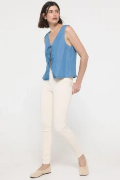 Top denim fluido