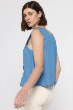 Top denim fluido