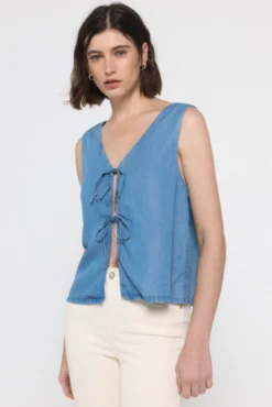Top denim fluido