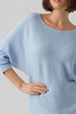 Top de punto manga 3/4 cuello barco