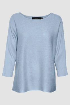 Top de punto manga 3/4 cuello barco
