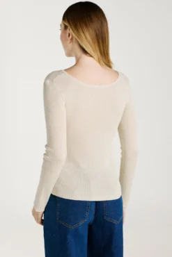 Top de punto reversible con lúrex