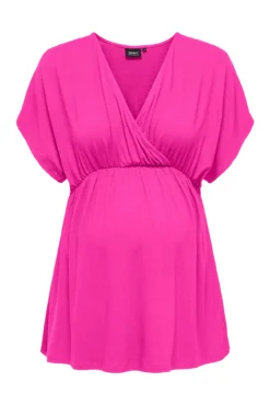 Top fluido manga murciélago cuello pico maternity