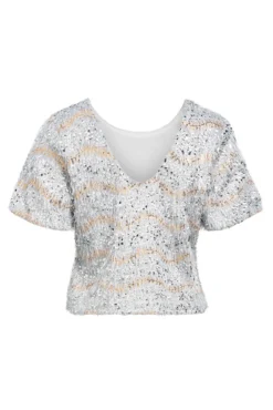Top lentejuelas y flecos