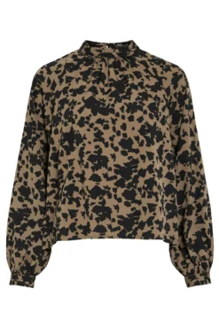 Top manga larga estampado