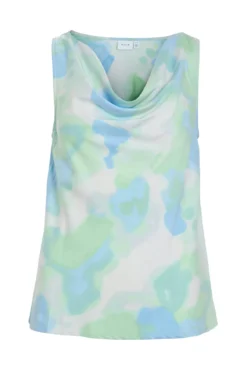 Top satinado escote waterfall con viscosa