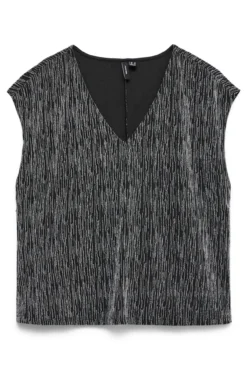 Top sin mangas cuello pico con lúrex