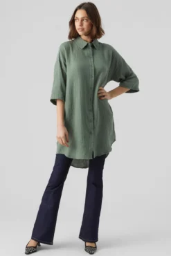 Vestido camisero con manga francesa
