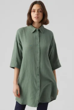 Vestido camisero con manga francesa