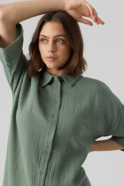 Vestido camisero con manga francesa
