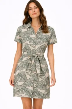 Vestido camisero corto con bordados