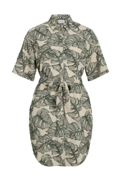 Vestido camisero corto con bordados