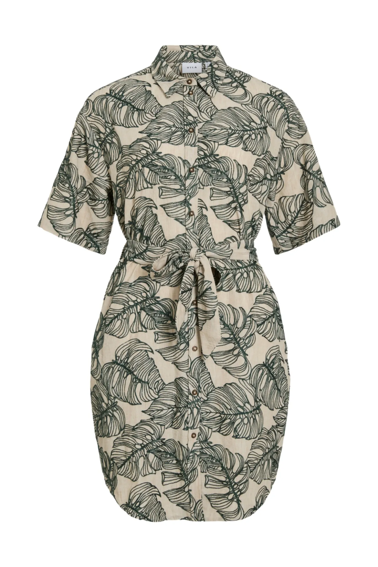 Vestido camisero corto con bordados
