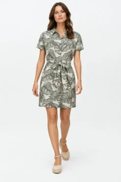 Vestido camisero corto con bordados
