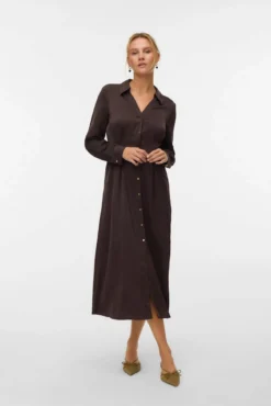 Vestido camisero efecto satinado