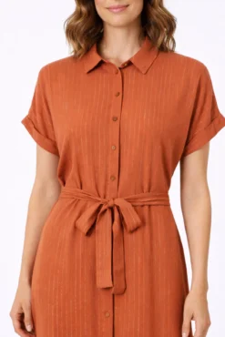 Vestido camisero midi con lúrex