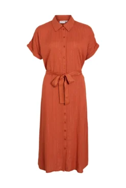 Vestido camisero midi con lúrex