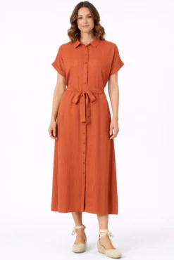 Vestido camisero midi con lúrex