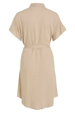 Vestido camisero midi de viscosa y lino