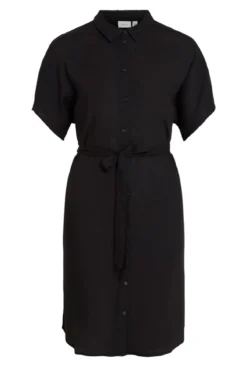 Vestido camisero midi de viscosa y lino